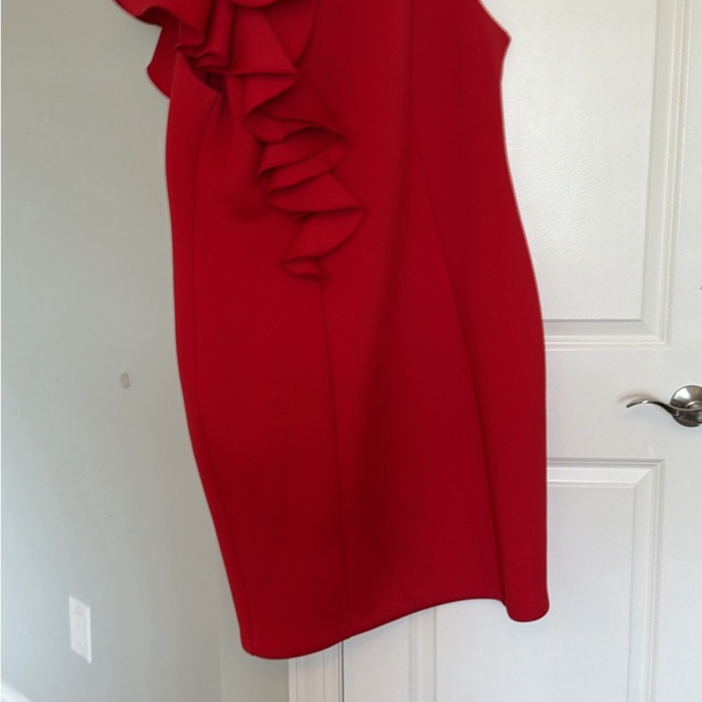 Eloquii Red Ruffle Sheath Mini Dress
